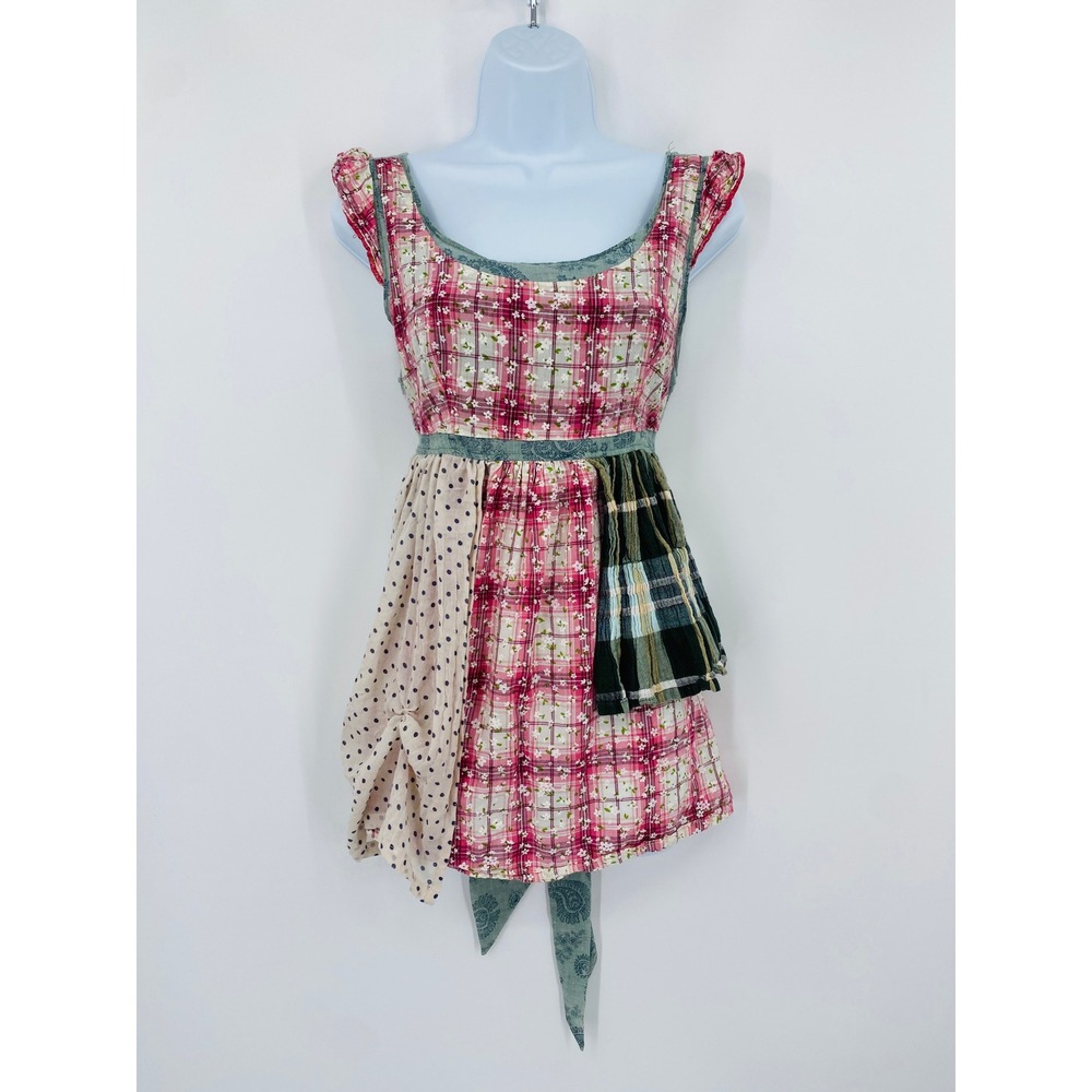 Patchwork Tunic Top Women‎ Small Pink Mixed Print Boho Cottagecore